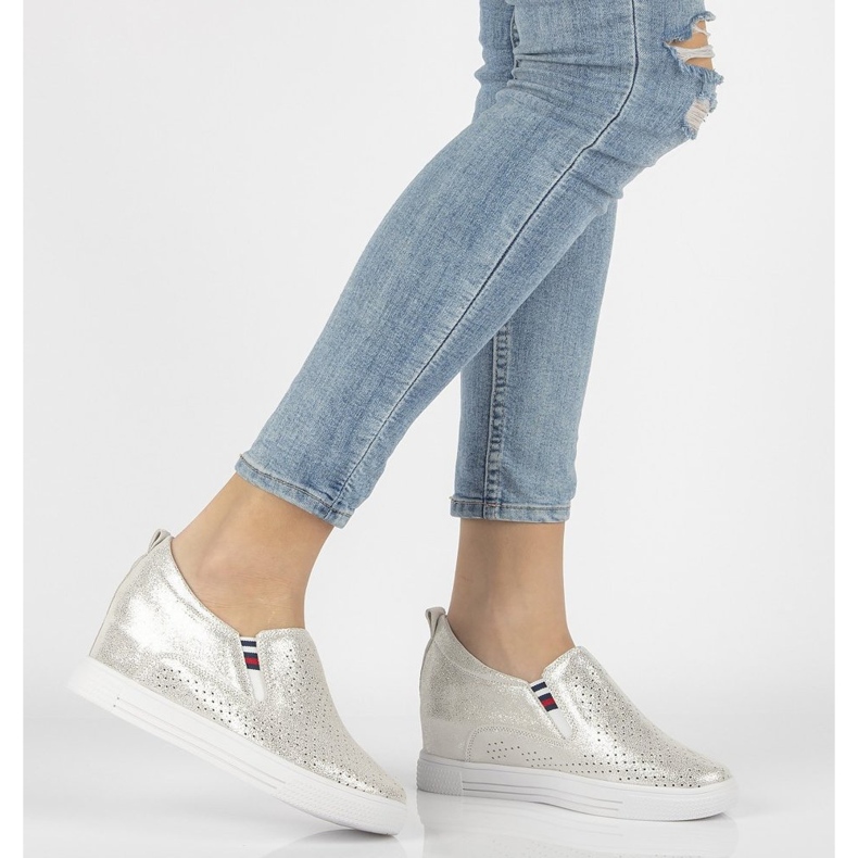 Pantofi din piele Filippo DP1356 / 21 Si argintiu 1