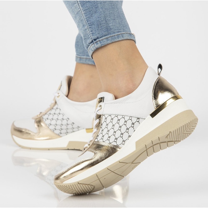 Tenisi din piele Filippo 062 aur alb de aur 1 Tenisi din piele Filippo 062 aur alb de aur 1