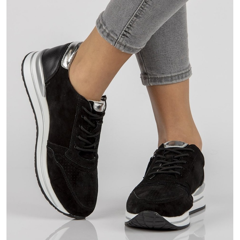 Tenisi din piele Filippo DP2049 / 21 Bk negri negru 1