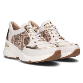 Tenisi din piele Filippo 087 aur alb de aur 1