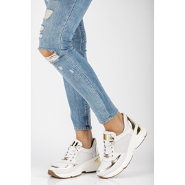 Tenisi din piele Filippo 087D aur alb de aur 2