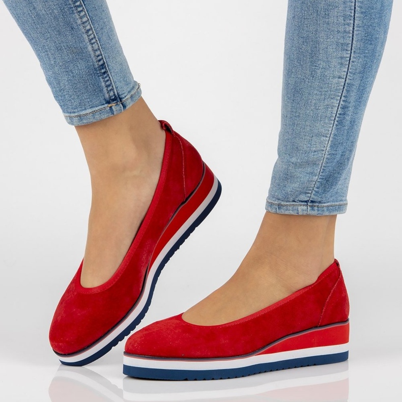 Balerini din piele rosie Filippo DP2323 / 21 Rd roșu 1