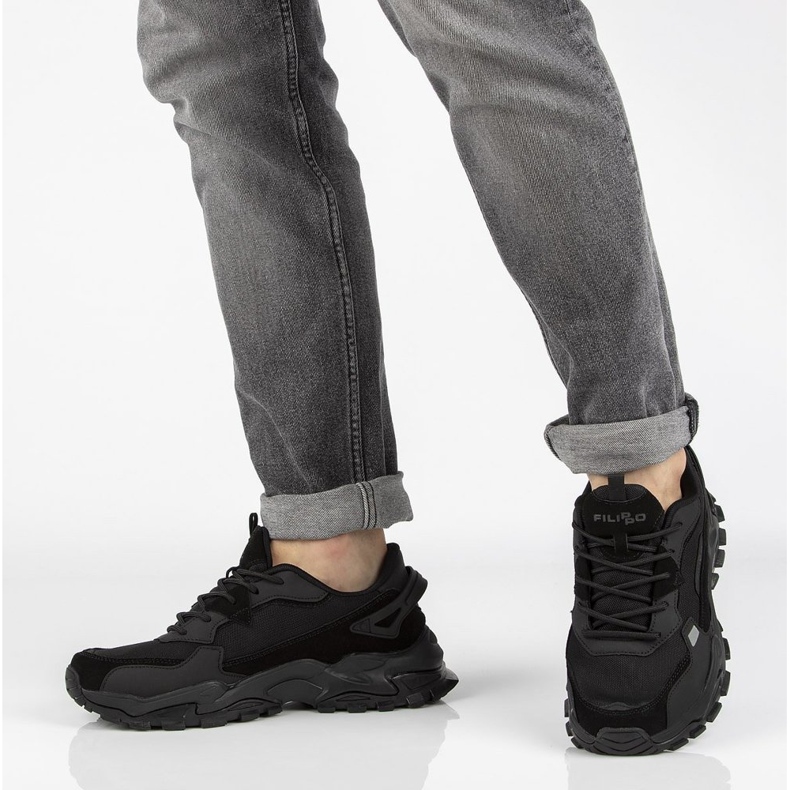 Pantofi din piele Filippo MSP2122 / 21 Bk negru 2