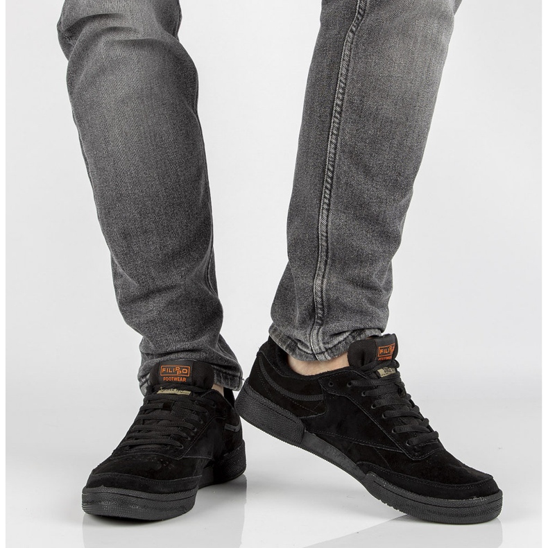 Pantofi din piele Filippo MSP2123 / 21 Bk negru 2