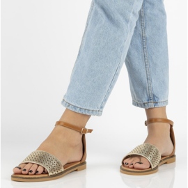 Sandale maro Filippo DS2102 / 21 Go Br de aur 2