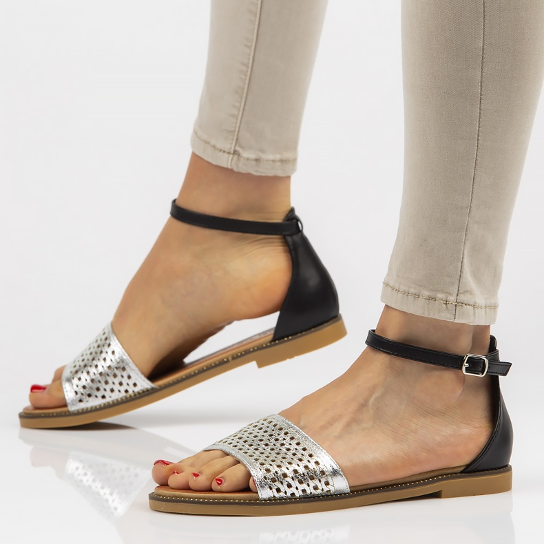 Sandale Filippo DS2102 / 21 Si Bk negru argintiu 1