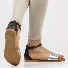 Sandale Filippo DS2102 / 21 Si Bk negru argintiu 4