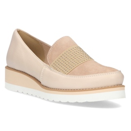 Pantofi din piele Filippo 091 bej 2