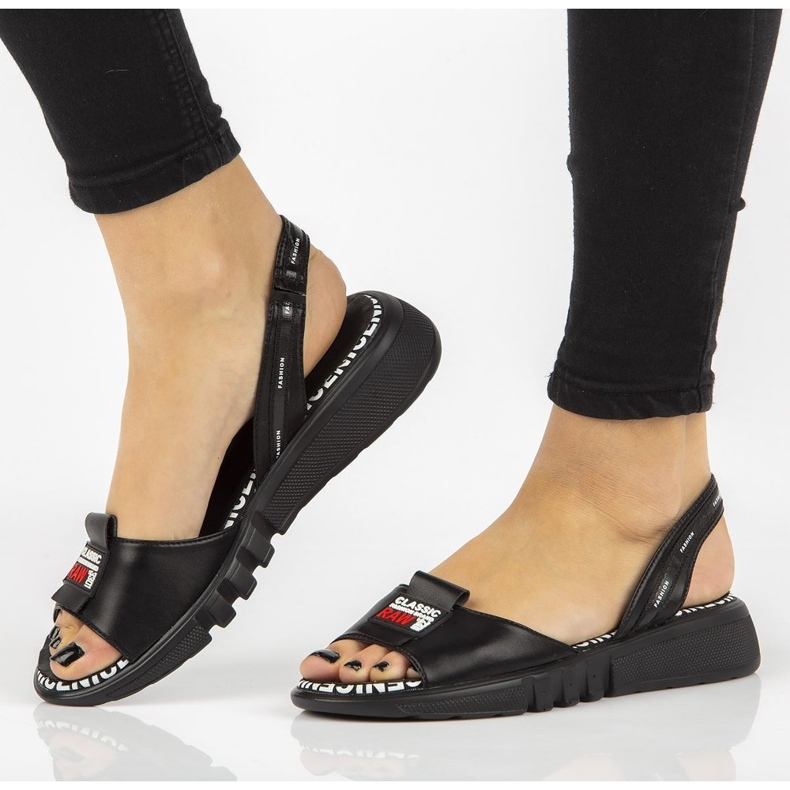 Sandale negre pe pană Filippo DS2352 / 21 Bk negru 1