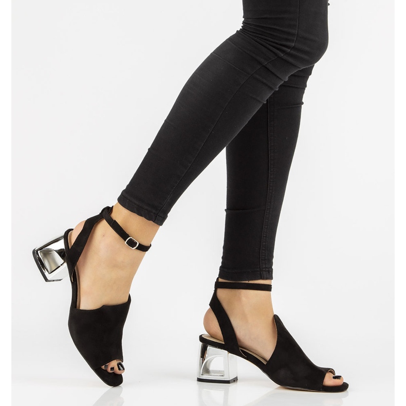 Sandale cu toc Filippo DS2107 / 21 Bk negre negru 2