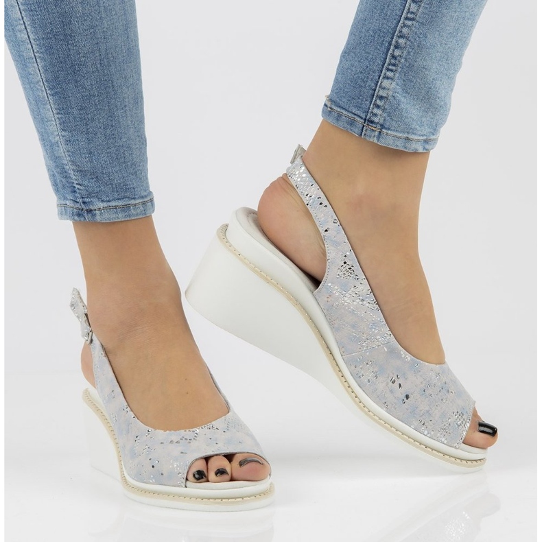 Sandale din piele Filippo DS2150 / 21 Si argintiu 1