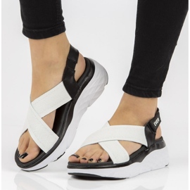 Sandale din piele Filippo DS2015 / 21 WH / BK alb-negru 1