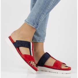 Papuci de piele Filippo DK2170 / 21 Rd Nv roșu albastru marin 1