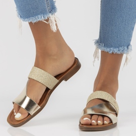 Papuci din piele Filippo 40 260 gold de aur 1