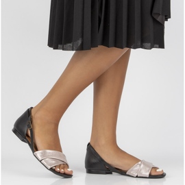 Sandale din piele Filippo 04614-15 / 00-5 roz-negru 1