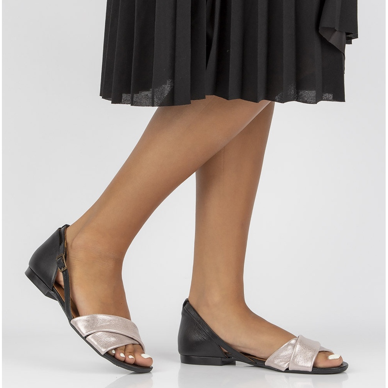 Sandale din piele Filippo 04614-15 / 00-5 roz-negru 1