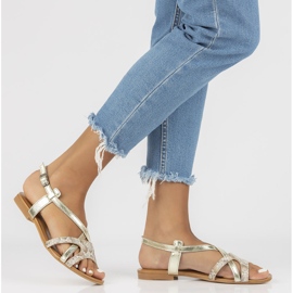 Sandale din piele Filippo 05186-25 / 00-5 aurii de aur 1