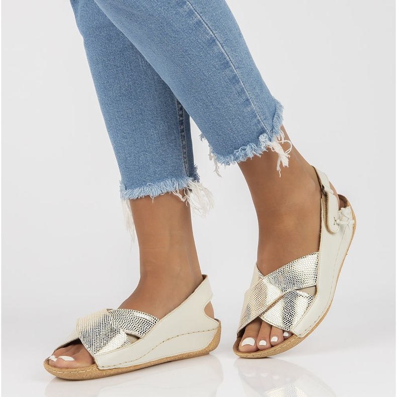 Sandale din piele Filippo 00994-37 / 00-5 ecru 1