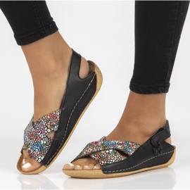 Sandale din piele Filippo 00994-57 / 00-5 negru multicolor 1