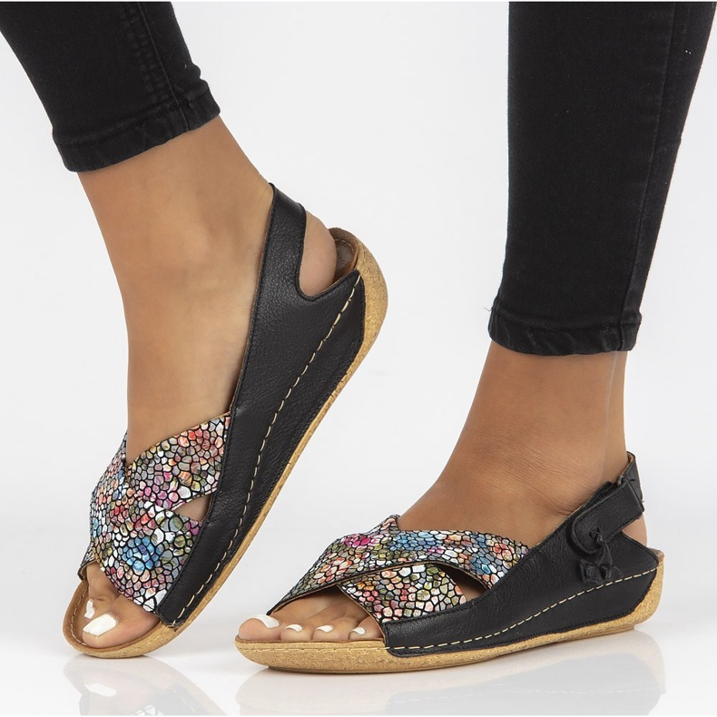 Sandale din piele Filippo 00994-57 / 00-5 negru multicolor 1