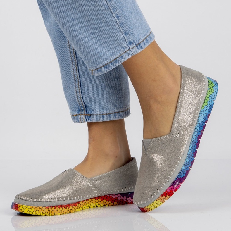 Pantofi din piele Filippo DP1213 / 21 Si argintiu 2