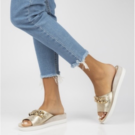 Papuci din piele Filippo 105 gold de aur 2