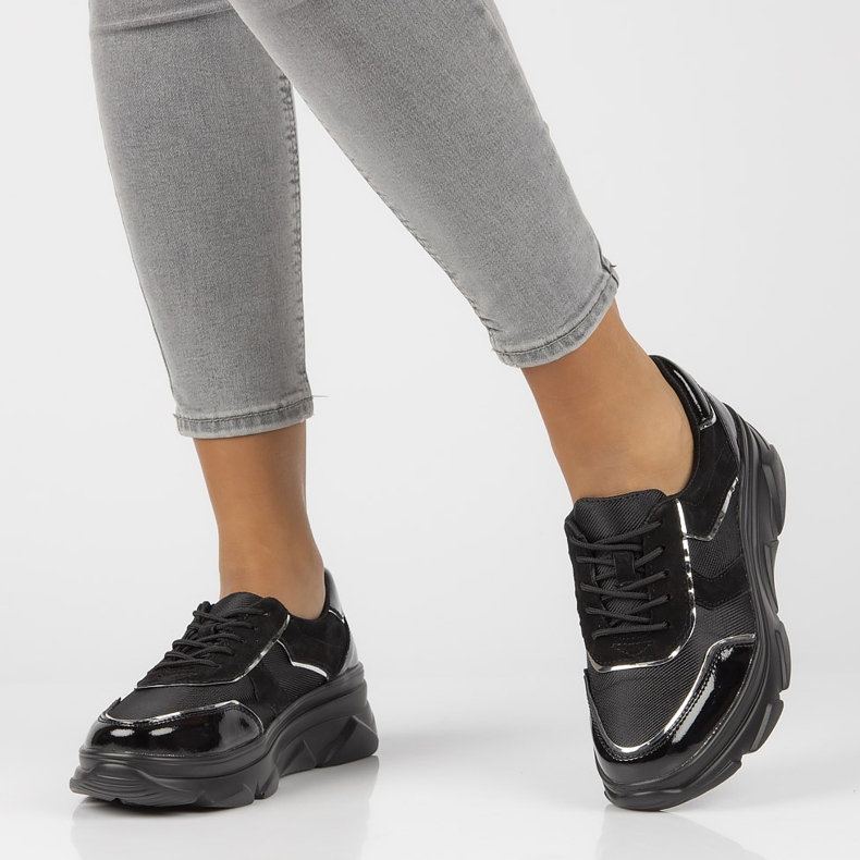 Tenisi din piele cu danturi Filippo DP3178 / 21 Bk negri negru 1