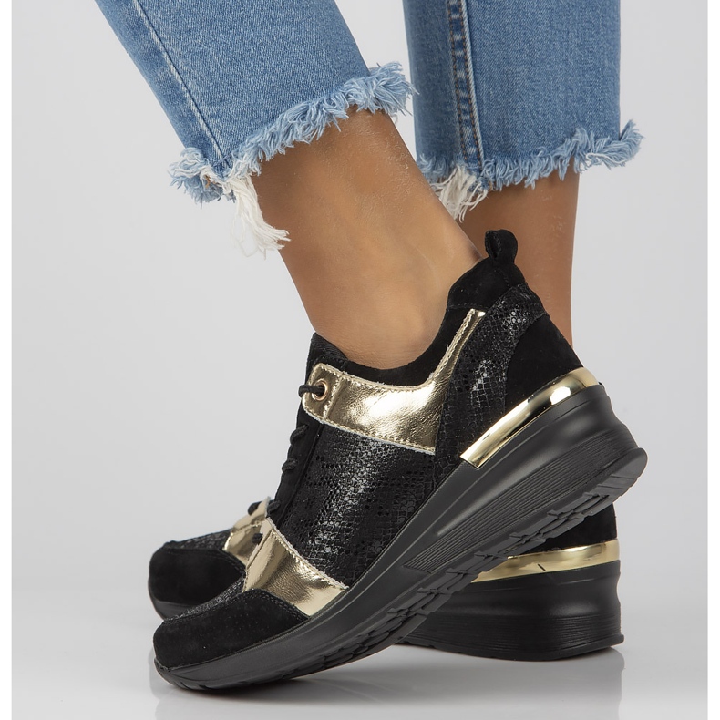 Tenisi din piele Filippo DP3170 / 21 Bk aur negru de aur 1