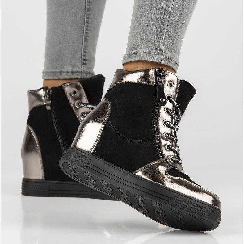 Cizme din piele Filippo DBT3148 / 21 Bk Gn nichel inchis negru argint 1