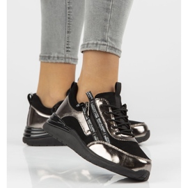 Tenisi din piele Filippo DP3149 / 21 Bk Gn nichel inchis negru argint 1