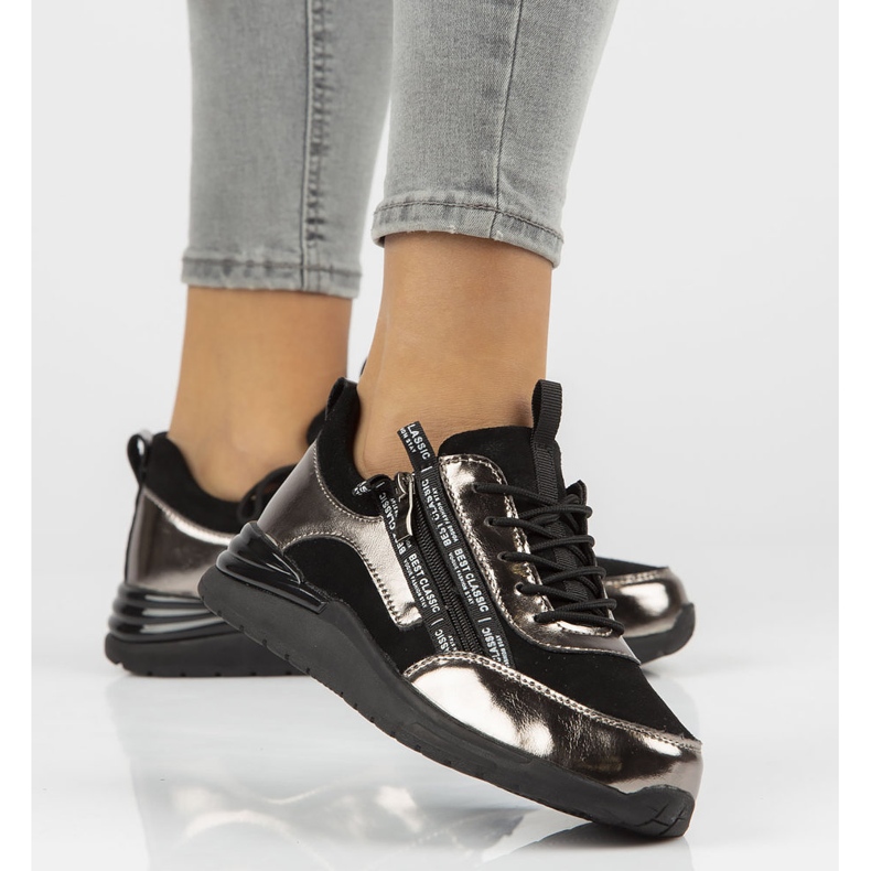 Tenisi din piele Filippo DP3149 / 21 Bk Gn nichel inchis negru argint 1