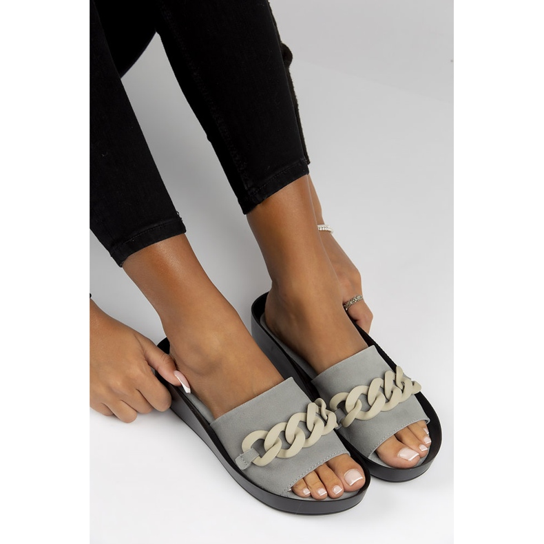 Papuci piele Filippo DK3593 / 22 Gr gri 2