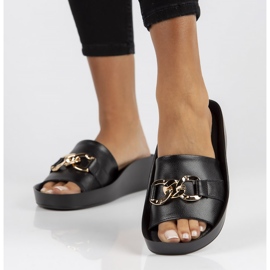 Papuci de piele Filippo DK3590 / 22 Bk negru 2