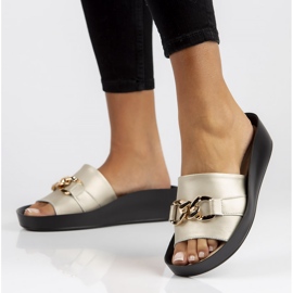 Papuci de piele Filippo DK3590 / 22 Go golden de aur 1