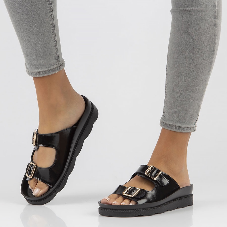 Papuci de piele Filippo DK3599 / 22 Bk negru 2