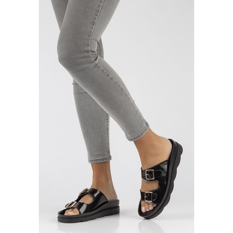 Papuci de piele Filippo DK3599 / 22 Bk negru 1