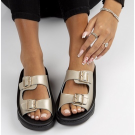 Papuci de piele Filippo DK3599 / 22 Go golden de aur 2