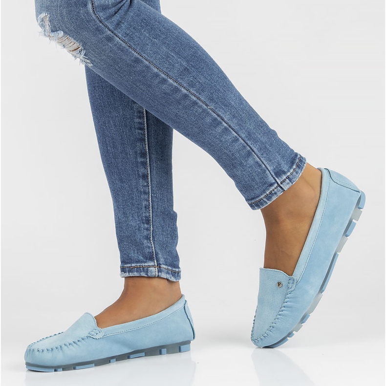 Mocasini din piele Filippo DP2037 / 22 Bl albastru 1