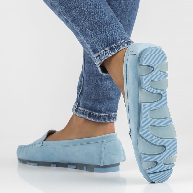 Mocasini din piele Filippo DP2037 / 22 Bl albastru 2