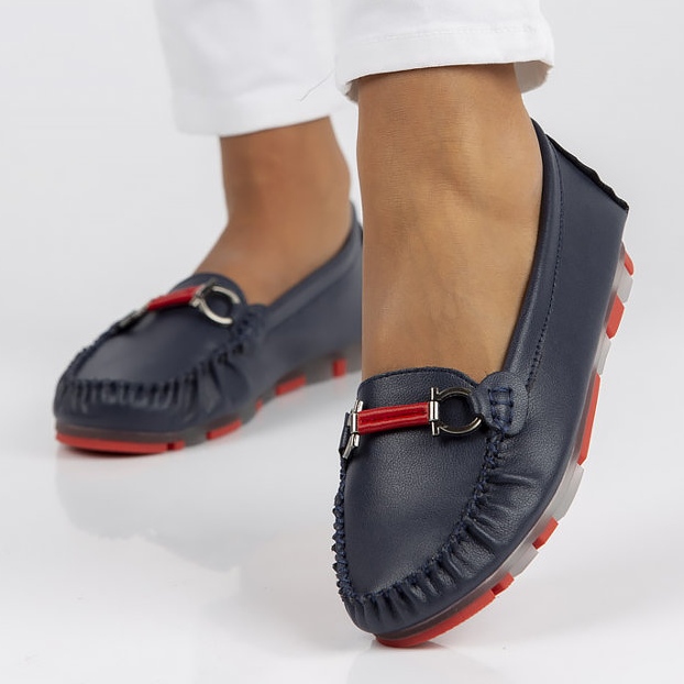 Mocasini din piele Filippo DP3613 / 22 Nv Rd bleumarin albastru marin 1