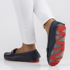 Mocasini din piele Filippo DP3613 / 22 Nv Rd bleumarin albastru marin 2