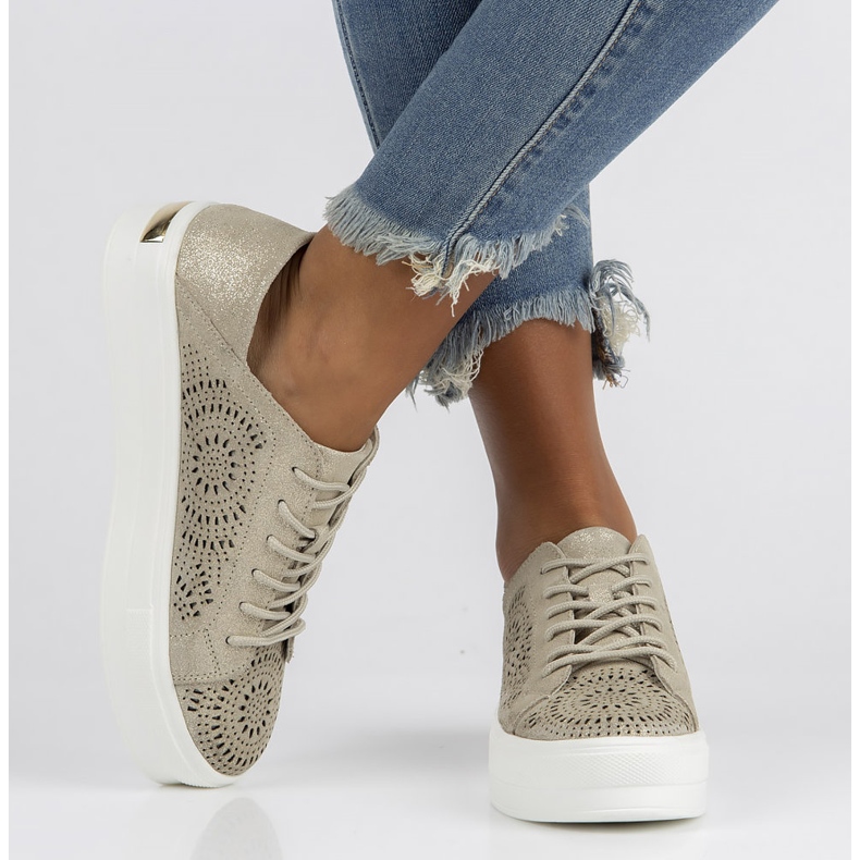 Pantofi din piele FILIPPO DP3529 / 22 Go golden de aur 2