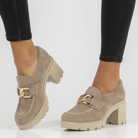 Pantofi din piele Filippo 20097 Taupe gri 1