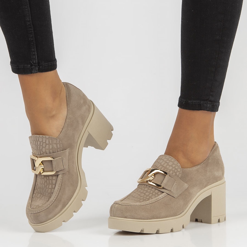 Pantofi din piele Filippo 20097 Taupe gri 1