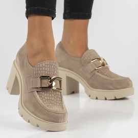 Pantofi din piele Filippo 20097 Taupe gri 2