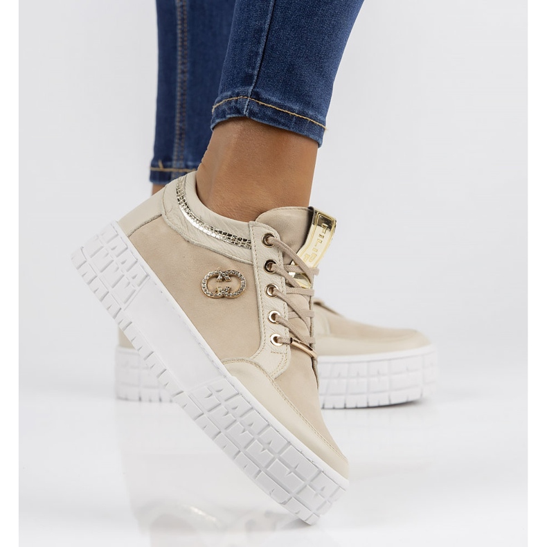 Tenisi din piele Filippo 149 bej 2