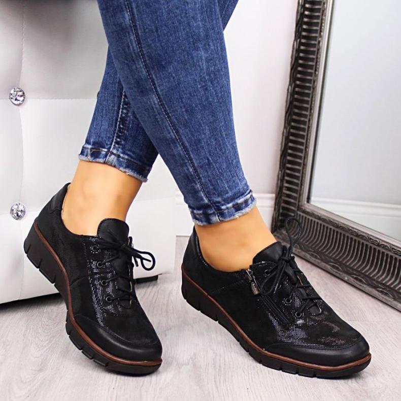 Pantofi din piele Helios W H334 negru lucios 2