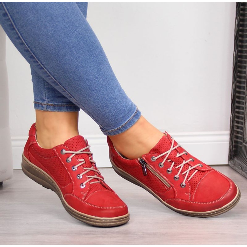 Pantofi din piele cu fermoar Helios W H357A roșu roşu 2