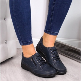 Pantofi din piele cu fermoar Helios W H357D bleumarin albastru marin 2