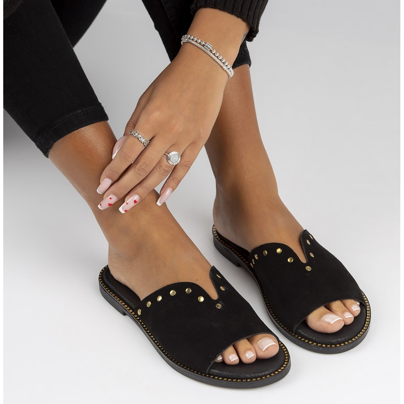 Papuci Filippo LH-425 din piele neagra negru 1